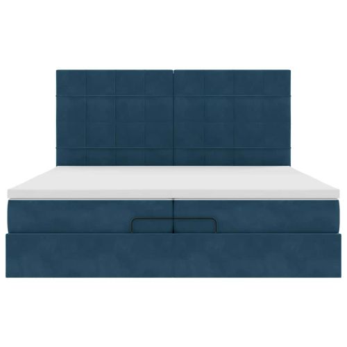 Османска легло с матраци, тъмносиньо, 200x200 см, кадифе