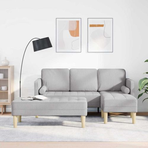 Комплект дивани с възглавница 2 pcs Облачно сиво Полиестер