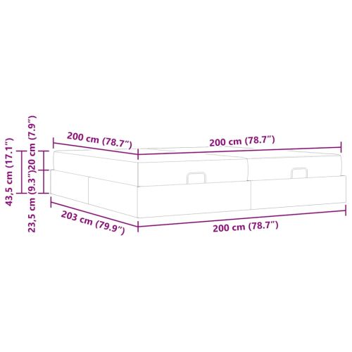 Рамка за легло с матрак с матрак 2 pcs Синьо Кадифе