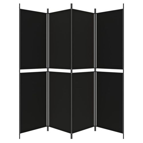 Параван за стая, 4 панела, черен, 200x200 cм, плат