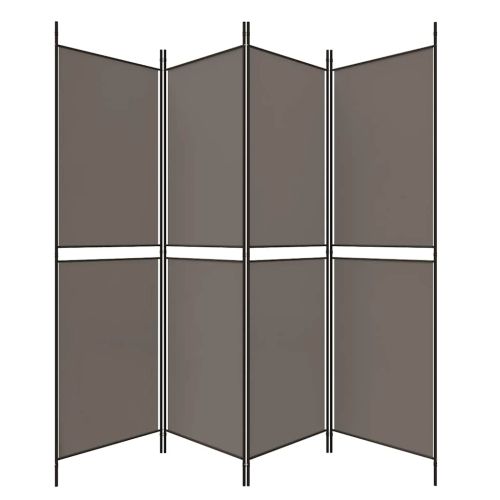 Параван за стая, 4 панела, антрацит, 200x220 cм, текстил