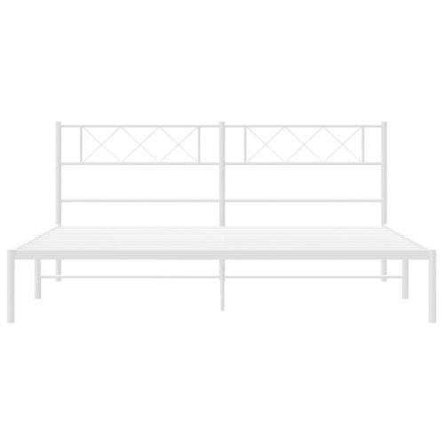 Метална рамка за легло с горна табла, бяла, 180x200 см