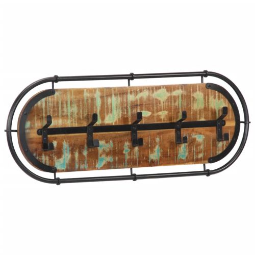 Стенна закачалка с 5 куки, регенерирано дърво масив