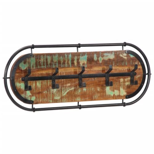 Стенна закачалка с 5 куки, регенерирано дърво масив