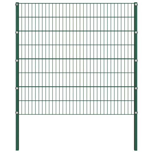 Ограден панел с железни стълбове 176,5x160 см, зелен