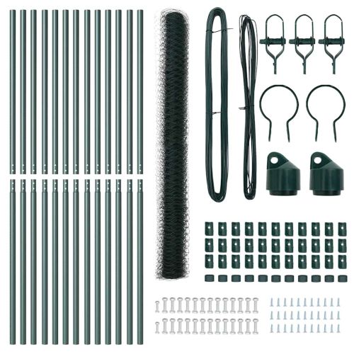 Стълб за ограда. Зелен 25 x 1,5 м (50 мм мрежа) Стомана