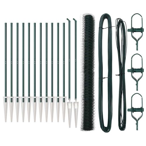 Стълб за ограда. Зелен 25 x 1,5 м (50 мм мрежа) Стомана