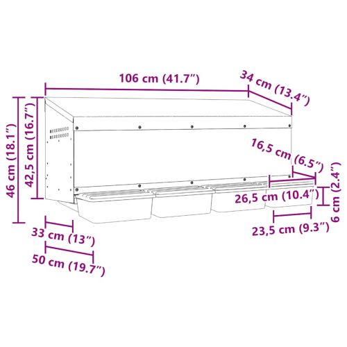 Кутия за пилета с 4 отделения, за стенен монтаж, поцинкована стомана