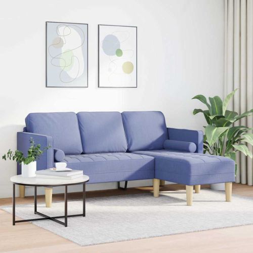 Комплект дивани с възглавница Дънково син Полиестер