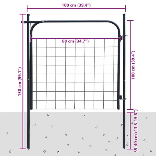 Градинска оградна порта 100x100 см, антрацит