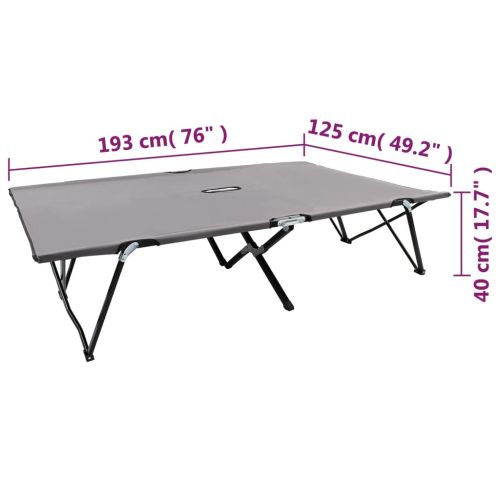 Двуместен сгъваем шезлонг, сив, стомана