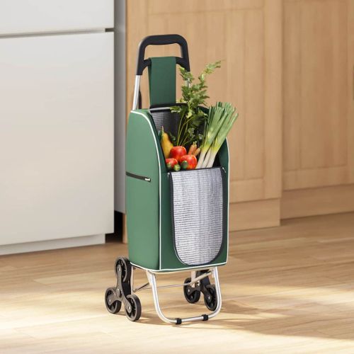 Пазарски тролей Зелен 39,5 x 33 x 93 см Оксфордска тъкан