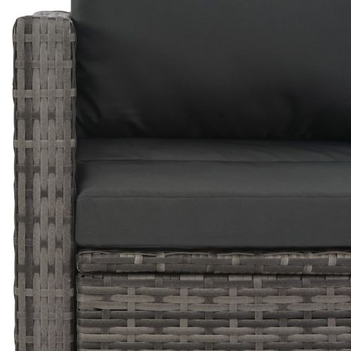 Градински комплект с възглавници, 3 части, полиратан, сив