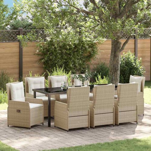 Комплект за хранене в градината 9 pcs Бежов и Светло Сив