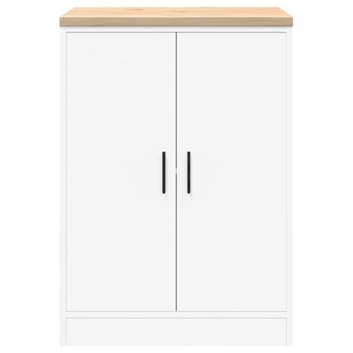 Гаражен шкаф за съхранение, бял, 60x51x85 см, бор масив