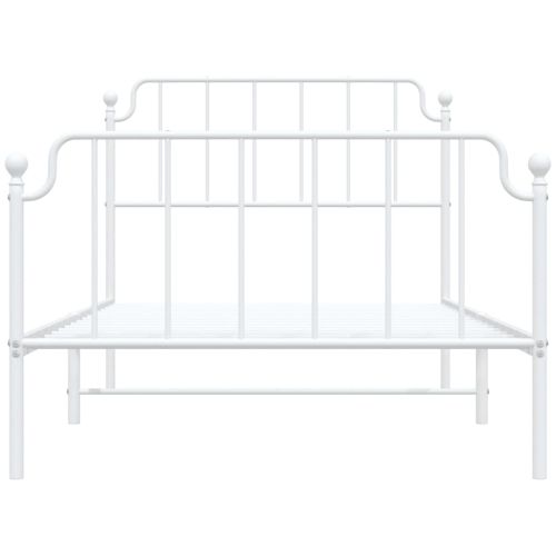 Метална рамка за легло с горна и долна табла, бяла, 107x203 см
