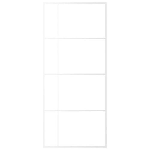 Плъзгаща се врата, ESG стъкло и алуминий, 90x205 см, бяла