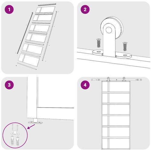 Плъзгаща се врата, ESG стъкло и алуминий, 90x205 см, бяла