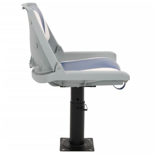 Сгъваема седалка за лодка от 4 части синьо и бяло 48x51x41 см