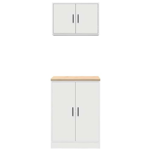 гаражни шкафове, 2 бр, бели, инженерно дърво