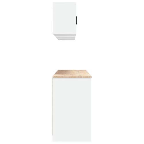 гаражни шкафове, 6 бр, бели, инженерно дърво