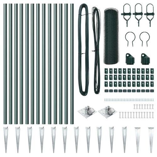 Стълб за ограда. Зелен 25 x 0,5 м (25 мм мрежа) Стомана