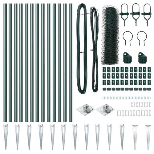 Стълб за ограда. Зелен 25 x 0,5 м (50 мм мрежа) Стомана