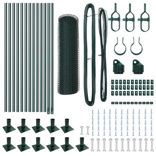 Стълб за ограда. Зелен 25 x 0,5 м (25 мм мрежа) Стомана