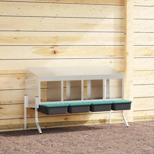 Кутия за гнездене за пилета с 4 отделения и крака, поцинкована стомана