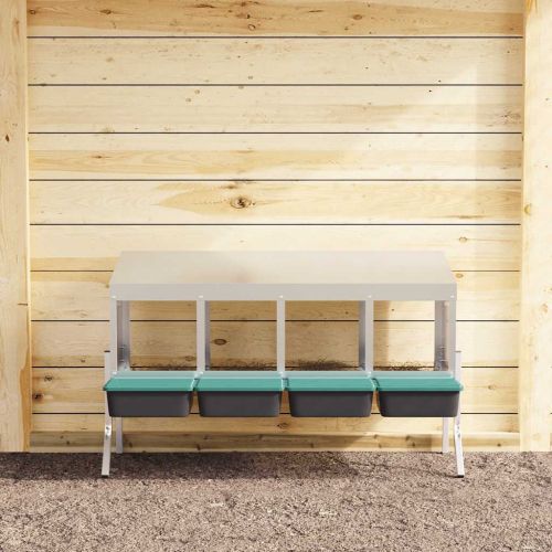 Кутия за гнездене за пилета с 4 отделения и крака, поцинкована стомана