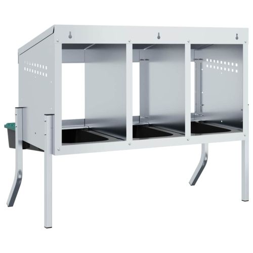 Кутия за гнездене за пилета с 4 отделения и крака, поцинкована стомана