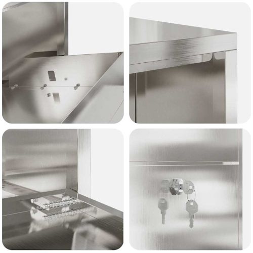 Пощенска кутия за пратки с врата Сребрист 44 x 22 x 82 см