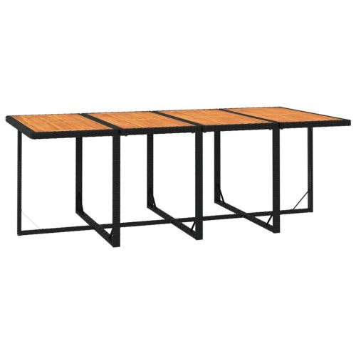 Градински трапезен комплект възглавници 9 части полиратан черен