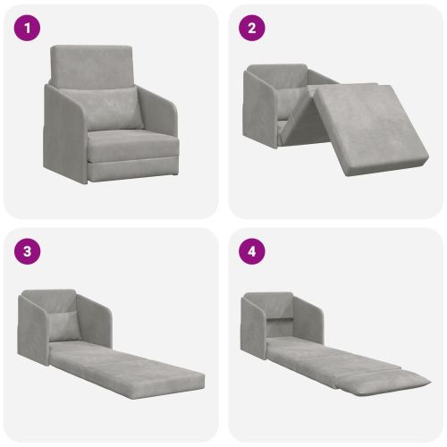 Диван легло Светлосиво 65 x 80 x 83 см Кадифе