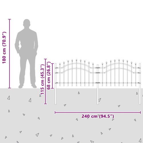 Градска ограда Сив 240 x 115 cm Прахово покритие стомана