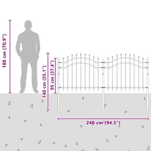 Градска ограда Сив 240 x 140 cm Прахово покритие стомана