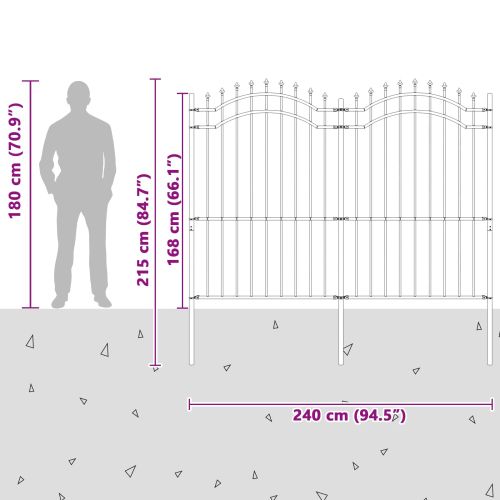 Градска ограда Сив 240 x 215 cm Прахово покритие стомана