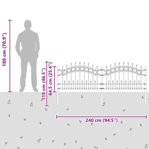Градска ограда Kampen Сив 240 x 118 см Прахово покритие стомана