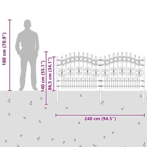 Градска ограда Сив 240 x 140 cm Прахово покритие стомана