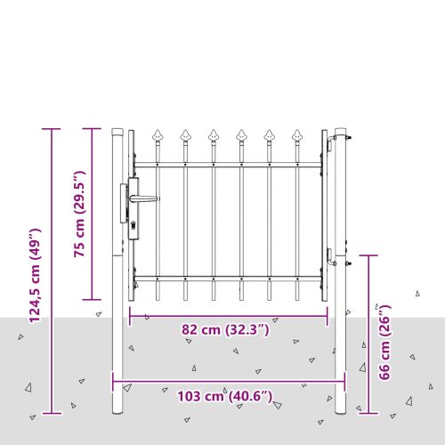 Врата за ограда Сив 103 x 250 см Прахово боядисана стомана