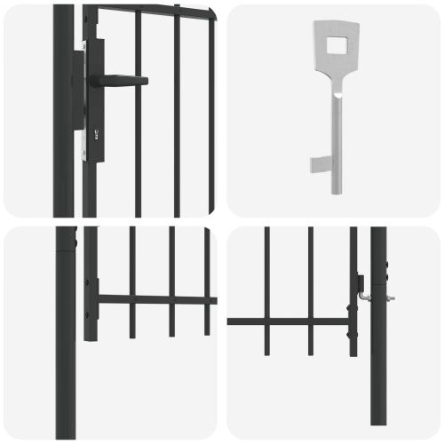 Врата за ограда Сив 103 x 150 cm Прахово боядисана стомана