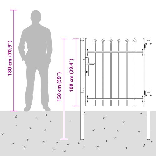 Врата за ограда Сив 103 x 150 cm Прахово боядисана стомана