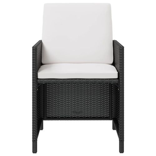 Градински трапезен комплект, 13 части, полиратан, акация, черен