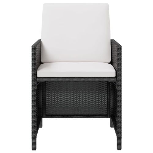 Градински комплект с възглавници, 11 части, черен полиратан