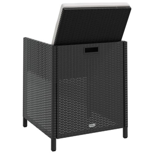 Градински комплект с възглавници, 13 части, черен полиратан