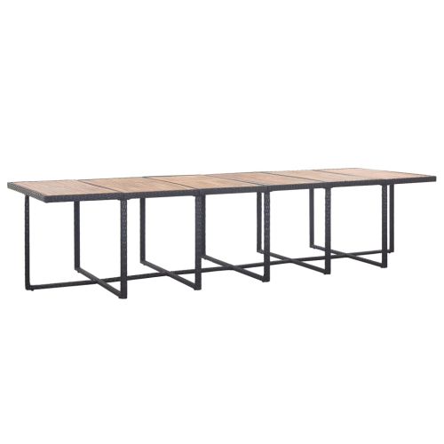 Градински комплект с възглавници, 17 части, черен полиратан