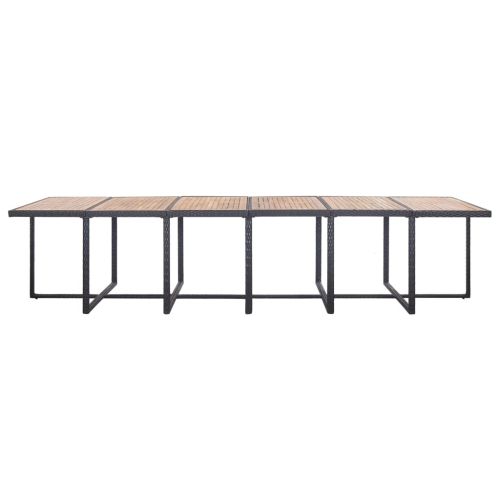 Градински комплект с възглавници, 17 части, черен полиратан