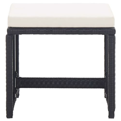 Градински комплект с възглавници, 17 части, черен полиратан