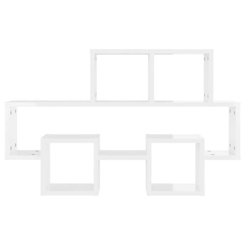 Стенен рафт във форма на кола, бял гланц, 82x15x51 см