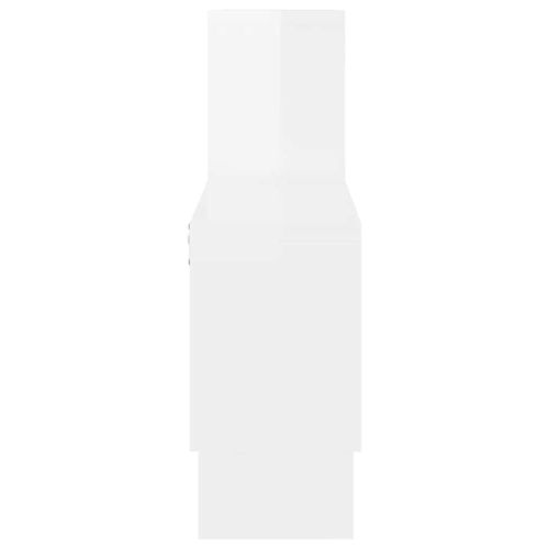 Стенен рафт във форма на кола, бял гланц, 82x15x51 см